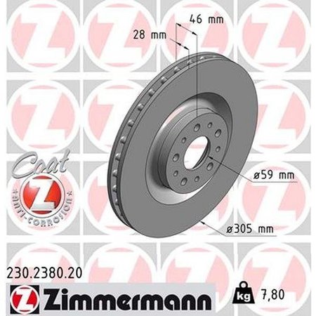 ZIMMERMANN Brake Disc - Standard/Coated, 230.2380.20 230.2380.20